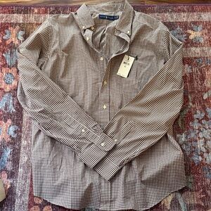 Ralph Lauren Men's Brown Plaid Button Down Shirt